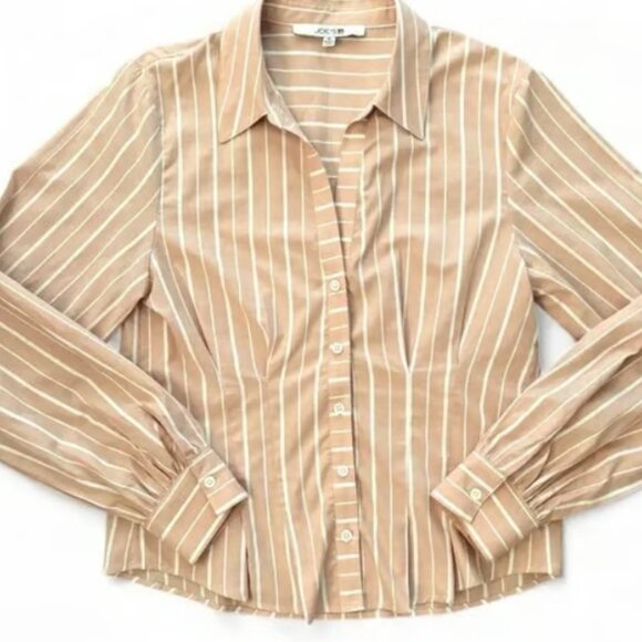 Joe's Jeans Striped Pleated Shirt - M - Picture 2 of 8